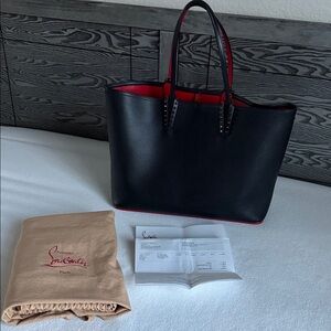 Christian Louboutin Black Cabata Tote with Red Interior